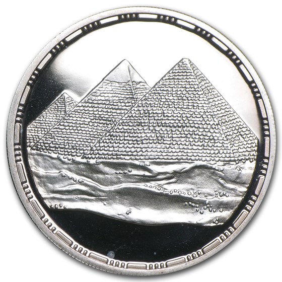 1993 Egypt Silver 5 Pound Pyramids of Giza Proof 1993 Egypt Silver 5 Pound Pyramids of Giza Proof