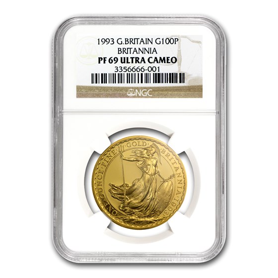 1993 Great Britain 1 oz Gold Britannia PF-69 NGC 1993 Great Britain 1 oz Gold Britannia PF-69 NGC