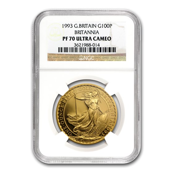 1993 Great Britain 1 oz Gold Britannia PF-70 NGC 1993 Great Britain 1 oz Gold Britannia PF-70 NGC