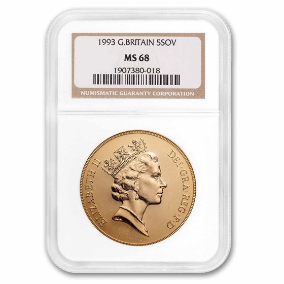 1993 Great Britain Gold 5 Pound MS-68 NGC 1993 Great Britain Gold 5 Pound MS-68 NGC