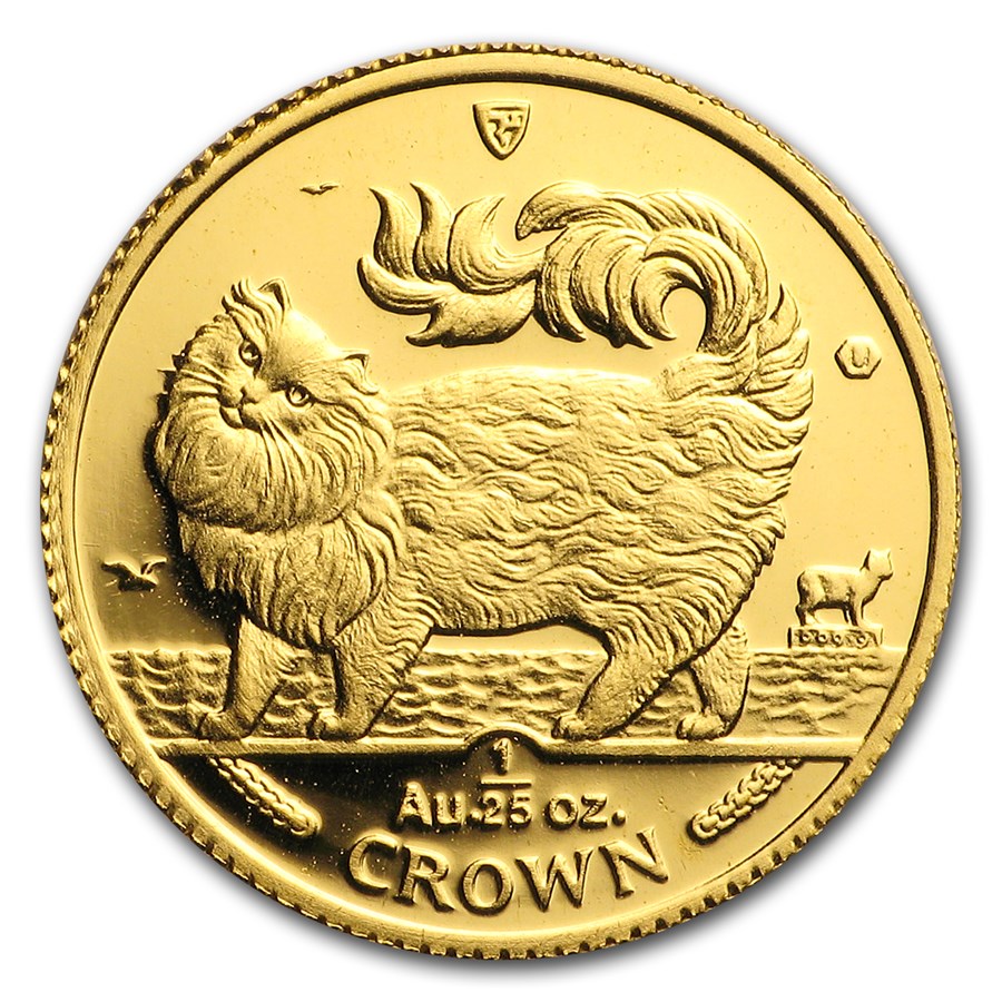 1993 Isle of Man 1/25 oz Gold Maine Coon Cat