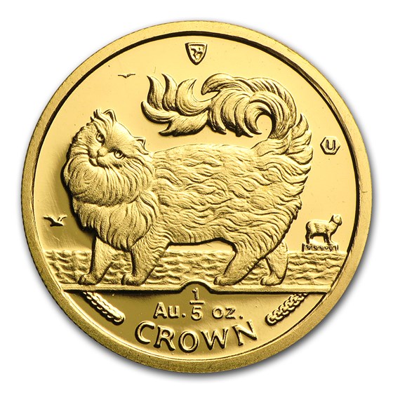 1993 Isle of Man 1/5 oz Gold BU Maine Coon Cat 1993 Isle of Man 1/5 oz Gold BU Maine Coon Cat