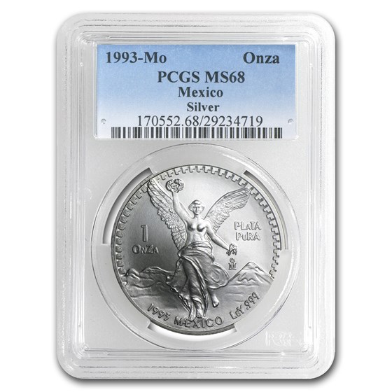 1993 Mexico 1 oz Silver Libertad MS-68 PCGS 1993 Mexico 1 oz Silver Libertad MS-68 PCGS