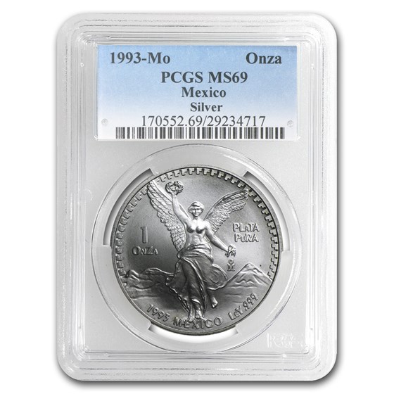 1993 Mexico 1 oz Silver Libertad MS-69 PCGS 1993 Mexico 1 oz Silver Libertad MS-69 PCGS