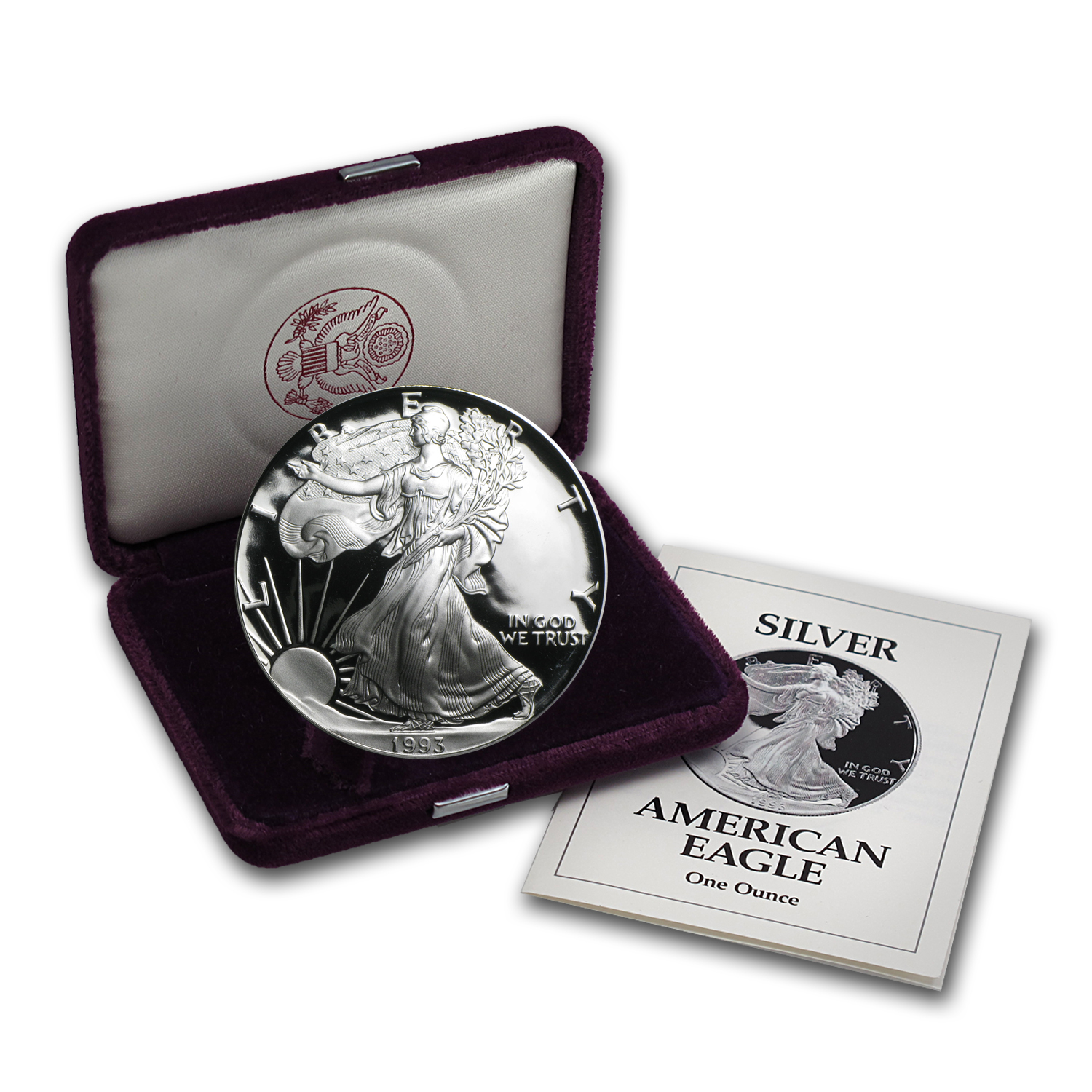 1993 p. American Eagle монета в коробке. Presentation Case (Silver).