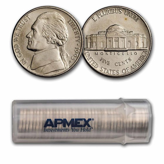 1993-P Jefferson Nickel 40-Coin Roll BU 1993-P Jefferson Nickel 40-Coin Roll BU