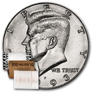 1993-P Kennedy Half Dollar 20-Coin Roll BU 1993-P Kennedy Half Dollar 20-Coin Roll BU