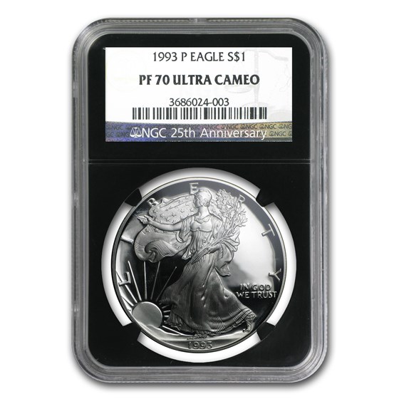 1993-P Proof American Silver Eagle PF-70 NGC (Retro Black Holder) 1993-P Proof American Silver Eagle PF-70 NGC (Retro Black Holder)