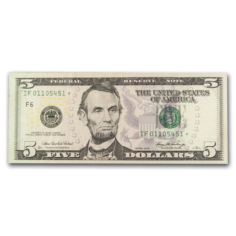 Buy 1993-Present* $5 Federal Reserve Star Notes VG-XF | APMEX