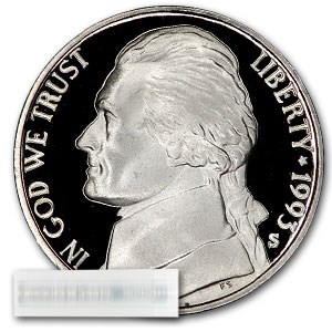 1993-S Jefferson Nickel 40-Coin Roll Proof 1993-S Jefferson Nickel 40-Coin Roll Proof