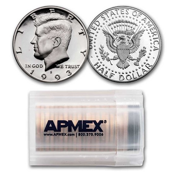 1993-S Kennedy Half Dollar 20-Coin Roll Proof 1993-S Kennedy Half Dollar 20-Coin Roll Proof