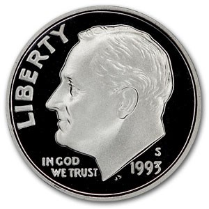 1993-S Silver Roosevelt Dime Gem Proof 1993-S Silver Roosevelt Dime Gem Proof