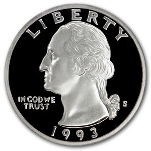 1993-S Silver Washington Quarter Gem Proof 1993-S Silver Washington Quarter Gem Proof