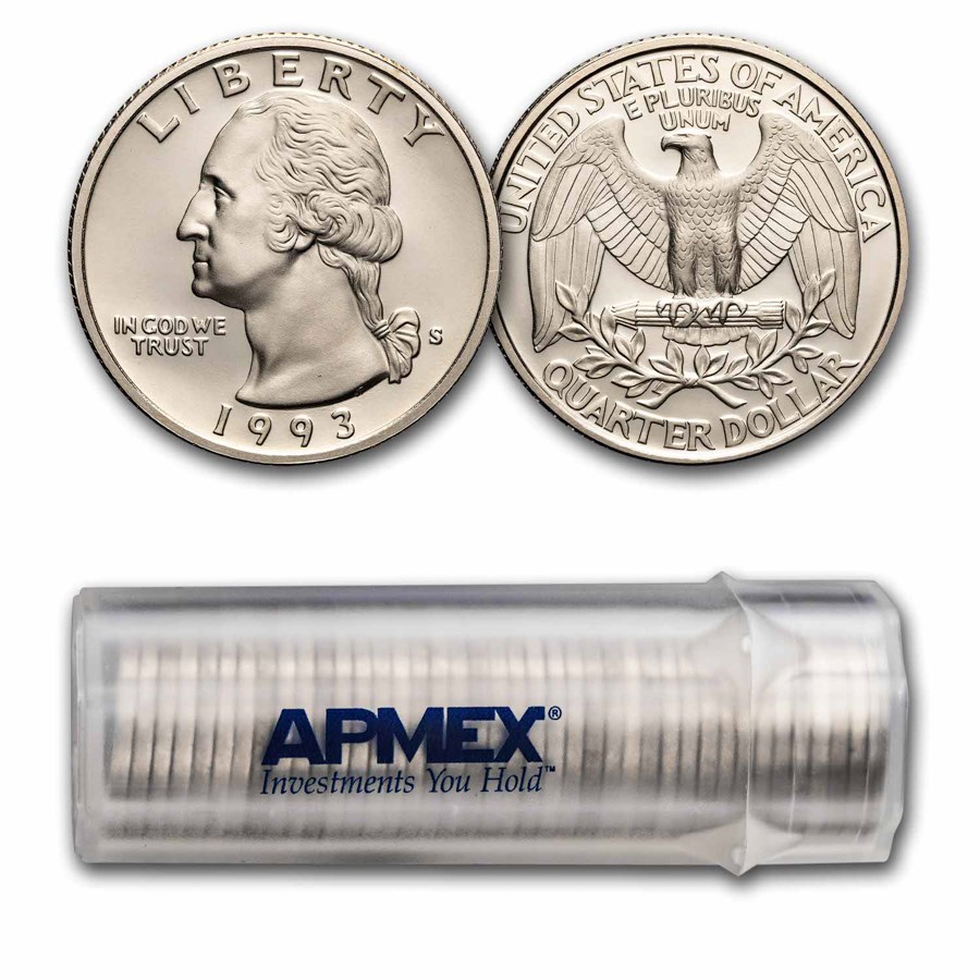 1993-S Washington Quarter 40-Coin Roll Proof