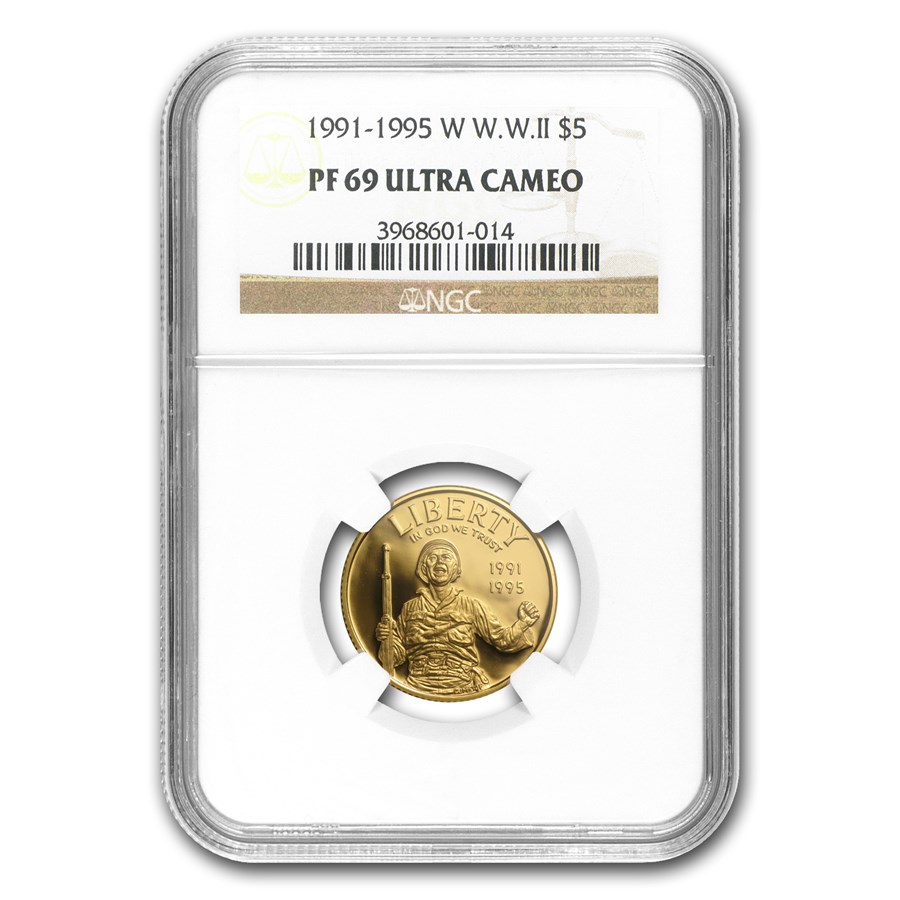 1993-W Gold $5 Commem World War II PF-69 NGC