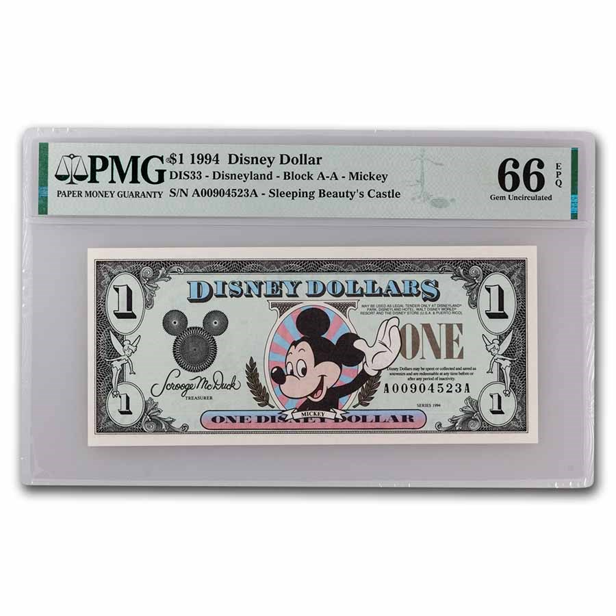 1994 $1.00 (AA) Waving Mickey CU-66 EPQ PMG (DIS#33)