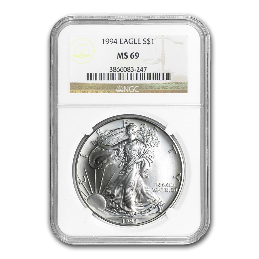 1994 American Silver Eagle MS-69 NGC