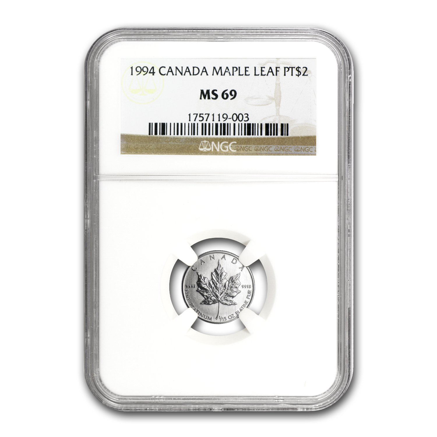 Buy 1994 Canadian 1/15 oz Platinum Maple MS-69 NGC | APMEX