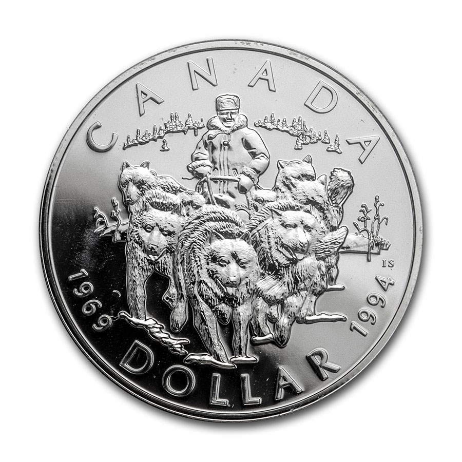 1994 Canada Silver Dollar BU (RCMP Sled-Dog Patrol)