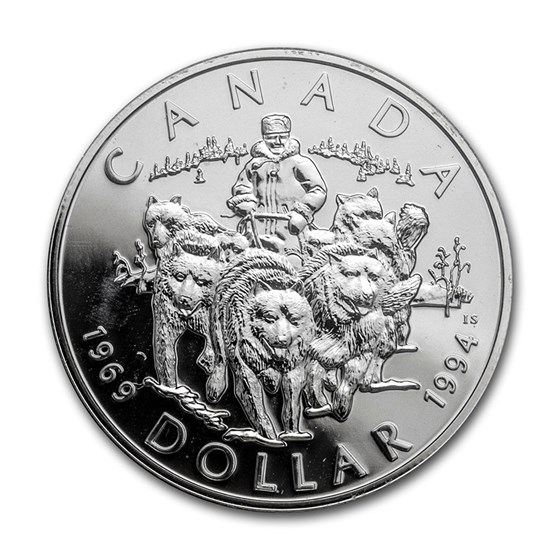 1994 Canada Silver Dollar BU (RCMP Sled-Dog Patrol)