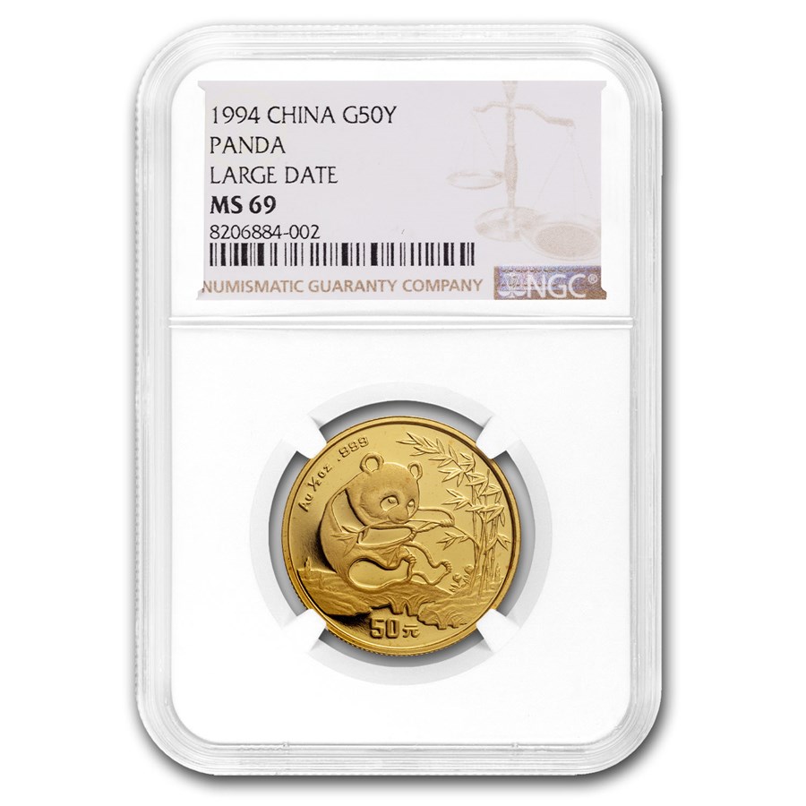 1994 China 1/2 oz Gold Panda Large Date MS-69 NGC