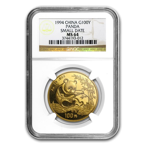 1994 China 1 oz Gold Panda Small Date MS-64 NGC 1994 China 1 oz Gold Panda Small Date MS-64 NGC