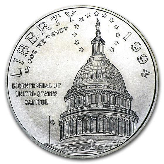 1994-D Capitol $1 Silver Commem BU (w/Box & COA)