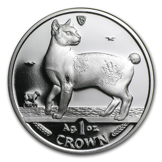 1994 Isle of Man 1 oz Silver Japanese Bobtail Cat Proof 1994 Isle of Man 1 oz Silver Japanese Bobtail Cat Proof