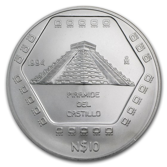1994 Mexico 5 oz Silver 10 Pesos "Piramide del Castillo" BU 1994 Mexico 5 oz Silver 10 Pesos "Piramide del Castillo" BU