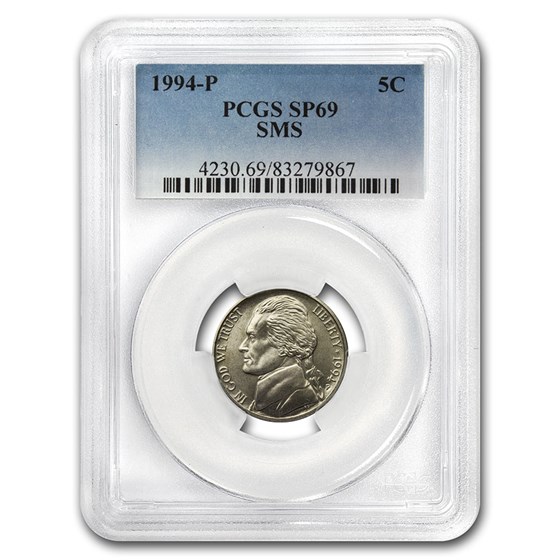 1994-P Jefferson Nickel Matte Finish SP-69 PCGS 1994-P Jefferson Nickel Matte Finish SP-69 PCGS