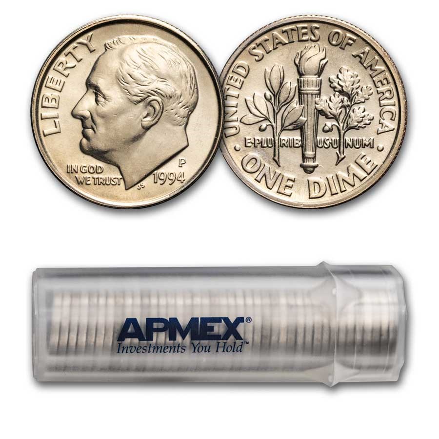 1994-P Roosevelt Dime 50-Coin Roll BU
