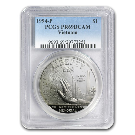 1994-P Vietnam Veterans Memorial $1 Silver Commem PR-69 PCGS 1994-P Vietnam Veterans Memorial $1 Silver Commem PR-69 PCGS