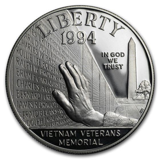 1994-P Vietnam Veterans Memorial $1 Silver Commem Prf (Box & COA) 1994-P Vietnam Veterans Memorial $1 Silver Commem Prf (Box & COA)