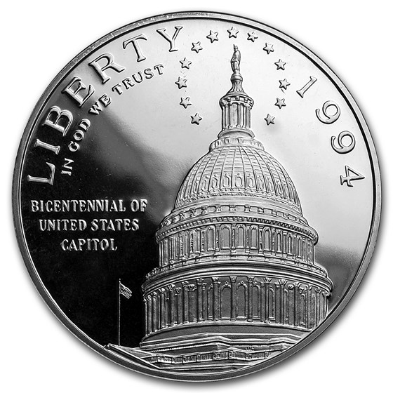 1994-S Capitol $1 Silver Commem Proof (w/Box & COA)