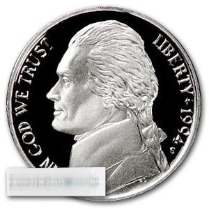 1994-S Jefferson Nickel 40-Coin Roll Proof 1994-S Jefferson Nickel 40-Coin Roll Proof
