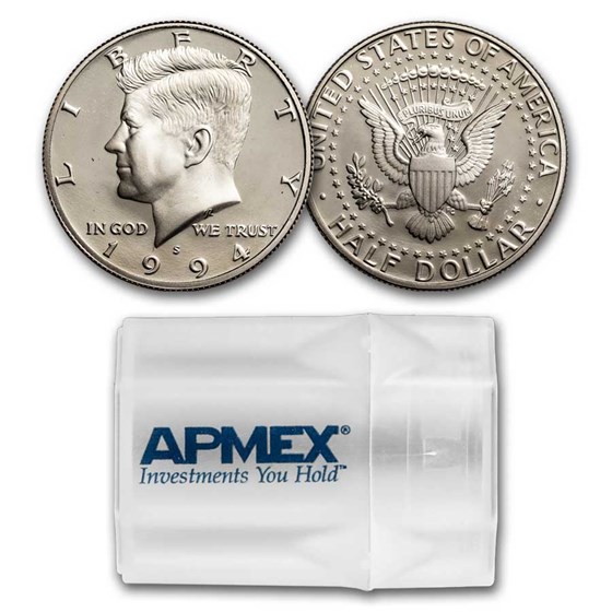 1994-S Kennedy Half Dollar 20-Coin Roll Proof 1994-S Kennedy Half Dollar 20-Coin Roll Proof