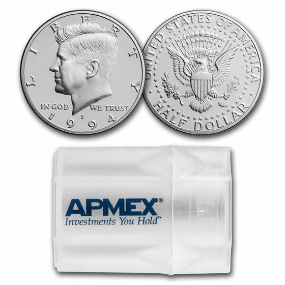 1994-S Silver Kennedy Half Dollar 20-Coin Roll Proof 1994-S Silver Kennedy Half Dollar 20-Coin Roll Proof