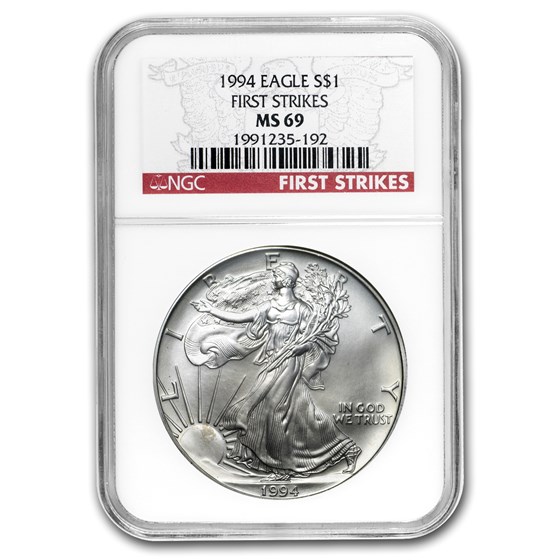 1994 Silver American Eagle MS-69 NGC (First Strike) 1994 Silver American Eagle MS-69 NGC (First Strike)