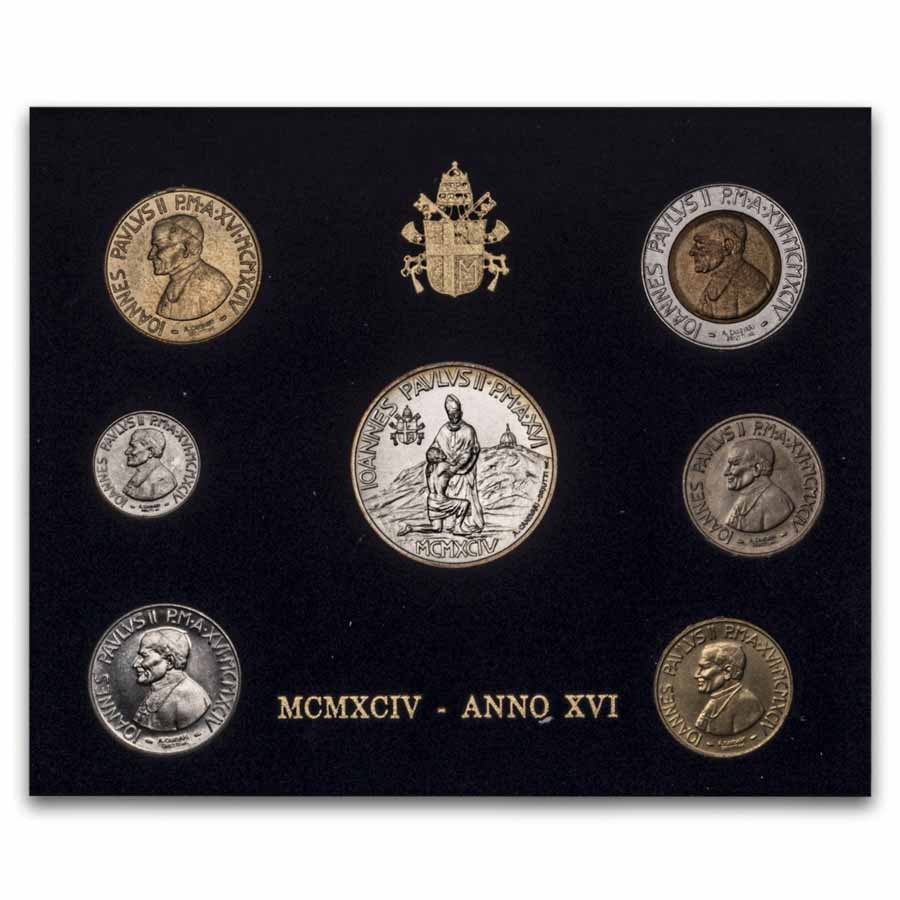 1994 Vatican City Pope John Paul II 7-Coin Set BU (OGP)