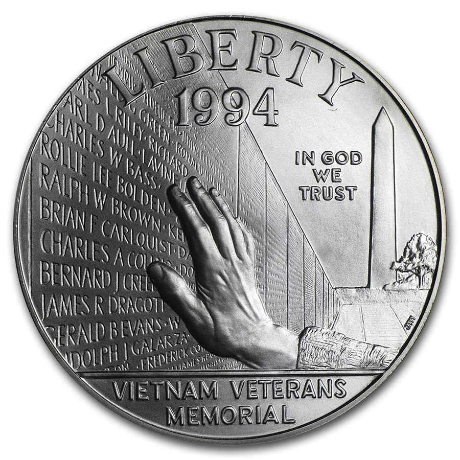 1994-W Vietnam Veterans Memorial $1 Silver Commem BU (Box & COA)