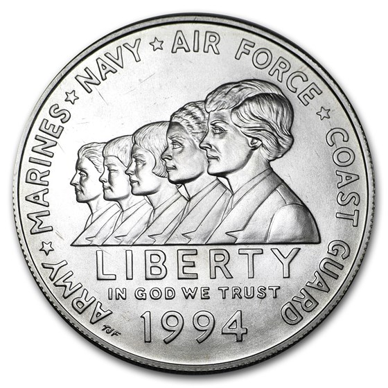 1994-W Women in Military $1 Silver Commem BU (w/Box & COA) 1994-W Women in Military $1 Silver Commem BU (w/Box & COA)