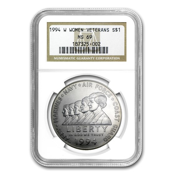 1994-W Women in Military $1 Silver Commem MS-69 NGC 1994-W Women in Military $1 Silver Commem MS-69 NGC