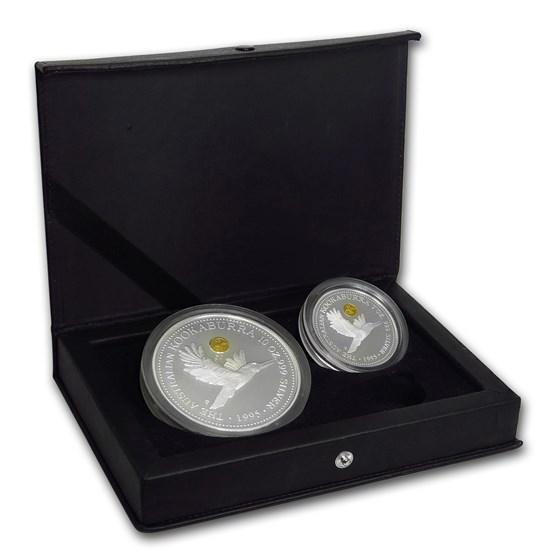 1995 2-Coin Silver Kookaburra Golden Eagle Privy Set BU 1995 2-Coin Silver Kookaburra Golden Eagle Privy Set BU