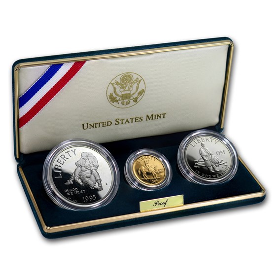 1995 3-Coin Commem Civil War Proof Set (w/Box & COA) 1995 3-Coin Commem Civil War Proof Set (w/Box & COA)