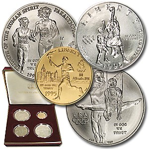 1995 4-Coin Commem Olympic Set BU (BGBT, w/Box & COA)