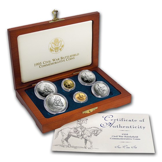 1995 6-Coin Commem Civil War Set BU & Proof (w/Box & COA) 1995 6-Coin Commem Civil War Set BU & Proof (w/Box & COA)