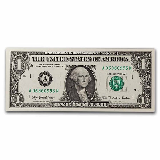 1995 (A-Boston) $1.00 FRN CU (Fr#1921-A) 1995 (A-Boston) $1.00 FRN CU (Fr#1921-A)