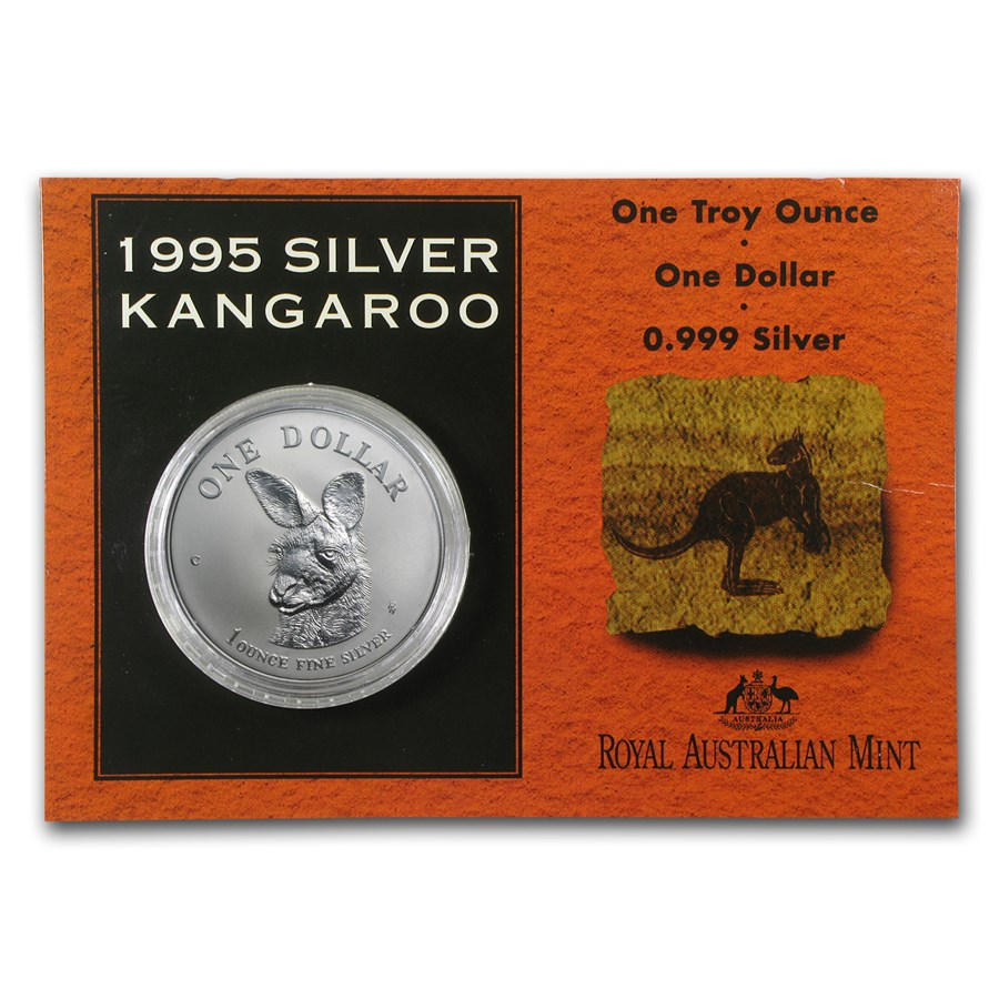 1995 Australia 1 oz Silver Kangaroo (In Display Card)