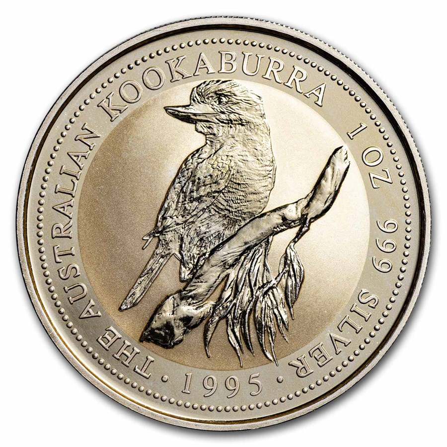 1995 Australia 1 oz Silver Kookaburra BU (spotted)