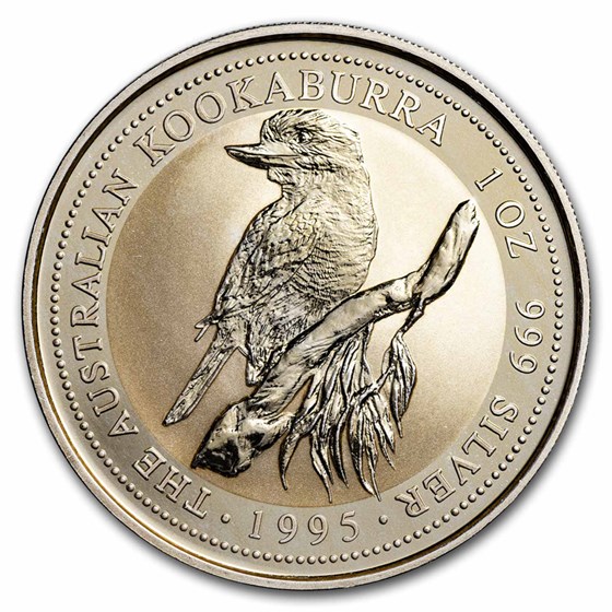 1995 Australia 1 oz Silver Kookaburra BU (spotted) 1995 Australia 1 oz Silver Kookaburra BU (spotted)